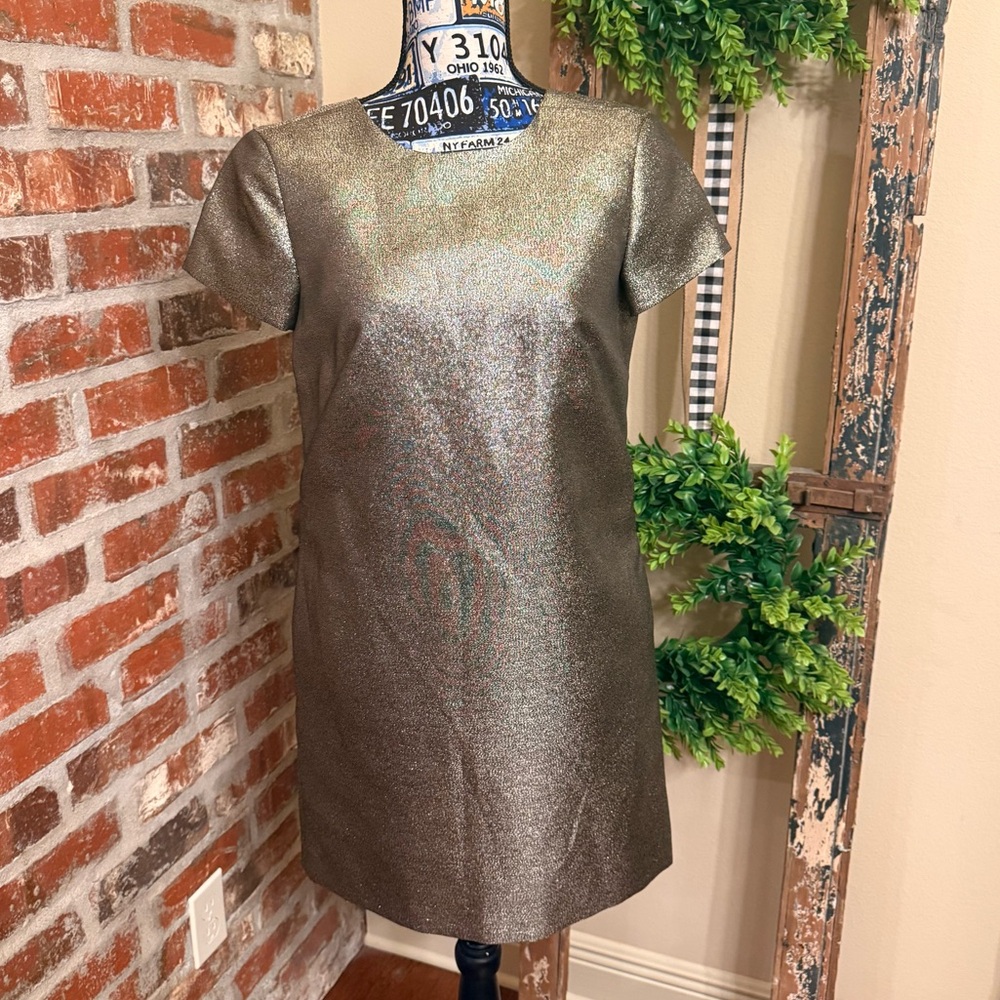 D5 - Madewell Shimmering Gold Shift Dress with Pockets